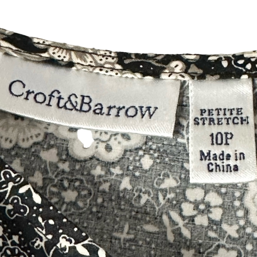 Croft & Barrow Dress 10P Black Floral Midi - Picture 7 of 7